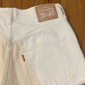 Levi's Shorts - LEVI’S 501 White Raw Hem High Waisted Jean Shorts Levi's Shorts - LEVI’S 501 White Raw Hem High Waisted Jean Shorts